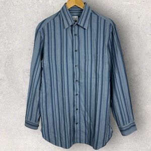 Armani Blue Striped Collared Button Down Shirt Mens Size Large Neck 16 Sleeve 41